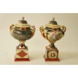 A pair of late 19th century/early 20th century porcelain vases and covers,