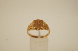 A signet ring, possibly Canadian, stamped '10', makers mark then 'K',