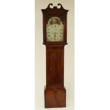 A George III mahogany longcase clock with painted arched dial signed A.