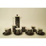 A Portmeirion pottery coffee service, printed with the "Magic City" pattern,
