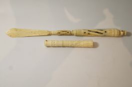 An early 20th century bone Stanhope/letter opener with views of Colwyn Bay, Wales,