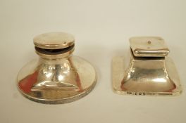 A small silver capstan shaped inkwell, Birmingham 1912,