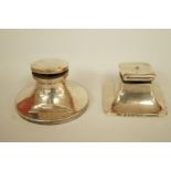 A small silver capstan shaped inkwell, Birmingham 1912,