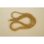 A 9ct gold chain, of fancy rope links, 81cm long, 43 g gross,