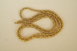 A 9ct gold chain, of fancy rope links, 81cm long, 43 g gross,