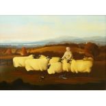 20th century Primitive School
Sheep shearing
Oil on board
38cm x 34cm