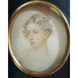 English School, 19th century
Portrait miniature of a young girl
Pencil and watercolour
8.
