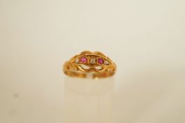 An 18ct gold stone set ring, Chester 1923, finger size O, 2.