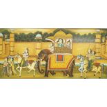 Indian School, 20th century
Procession with figures on an elephant and on horse back
Gouache
46.
