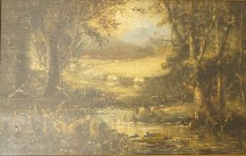 Attributed to John William Inchbold (1830 - 1888)
Landscape
Oil on panel
Monogram lower right
36cm