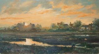 Beresford Johnson 20th century
Sunset at Walberswick
Oil on canvas
Signed lower left
51cm x 91cm