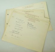 Six original pages from the Wembley Stadium distinguished visitors book with fifty plus signatures