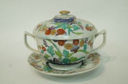 A Spode "stone china" cup, cover and saucer, printed in blue,