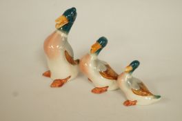 Three Beswick  style figures of ducks, each with black printed marks "England", 9.