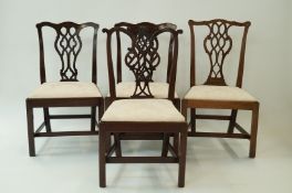 Four mahogany 20th century Harlequin style chairs,