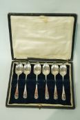 A set of six silver spoons, by Harrison Fisher & Co, Sheffield 1914, old English and shell pattern,
