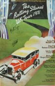 A signed Rolling Stones poster for the 1971 UK tour, signed by Mick Jagger, Bill Wyman,