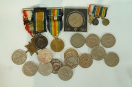 A group of First World War medals and a small quantity of coins