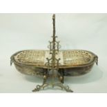 A Victorian silver plated breakfast warmer with twig stand and engraved with fruiting raspberries,