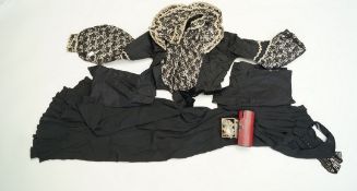 A Victorian costume, other textiles, a collection of dress studs,