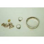 A collection of silver jewellery, comprising a bracelet,