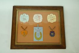 A framed and glazed montage of ephemera from the Hong Kong race track including  a 1971-72 Jockey