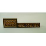 A rare Tunbridge ware ruler, decorated with flowers,