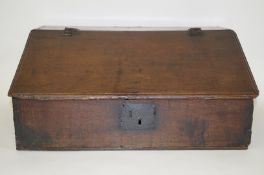 A 17th century oak and yew wood bible box,