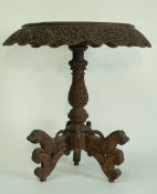 A Victorian Anglo Indian rosewood centre table, with elaborate pierced and carved decoration,