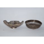 A silver pierced bon bon dish, London 1937, and another bon bon dish, Birmingham 1919; 144g (4.