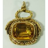 A good Victorian citrine set gold seal fob,