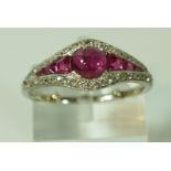 An Art Deco ruby and diamond ring,