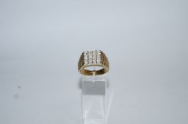 A sixteen stone diamond gentleman's cluster 9 carat gold ring,
