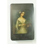 A Victorian papier mache rectangular snuff box,