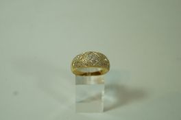 A diamond set 18 carat gold bombe ring, pave set with fifty four single cuts, finger size V, 7.