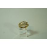 A diamond set 18 carat gold bombe ring, pave set with fifty four single cuts, finger size V, 7.