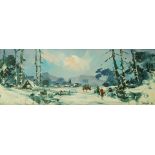 George Deakins
Extensive snowy landscape
Oil on panel
Signed lower right
45cm x 123cm