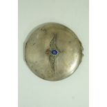 An Indian silver RAF powder compact, stamped 'Orr', circular with applied enamelled RAF wings,