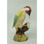 A Beswick model of a green woodpecker, second version, moulded marks, 1218B,