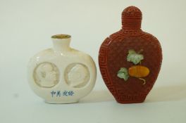 A Chinese pottery scent bottle issued to commemorate Richard Nixon's visit to China,