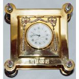 A Theo Faberge St Petersburg Collection silver gilt and wood desk  clock, Birmingham 1996,