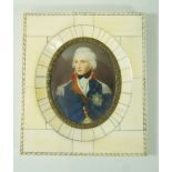 An early 20th century piano key miniature of Admiral Lord Nelson, overall 13.