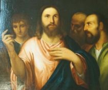 After Palma Il Vecchio, (1480-1529) Christ and his Apostles Oil on canvas 54cm x 65cm