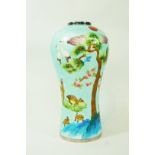 A 20th century oriental silver and cloisonne vase,