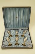A set of six silver parcel gilt goblets, maker W.R.S.