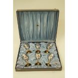 A set of six silver parcel gilt goblets, maker W.R.S.