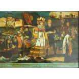 An early 19th century print on glass depicting "Her Majesty Queen Caroline Landing at Dover",