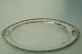 A late Victorian silver tray, by William Hutton & Sons Ltd, London 1894, of navette outline,