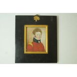 English School, early 19th century
Portrait miniature of an officer
Watercolour on ivory
7.5cm x 5.