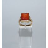 A 14 carat gold and carnelian signet ring, Sheffield 2003,